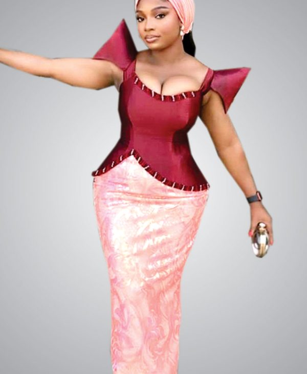 Women Peplum Gown |  Wine Crepe